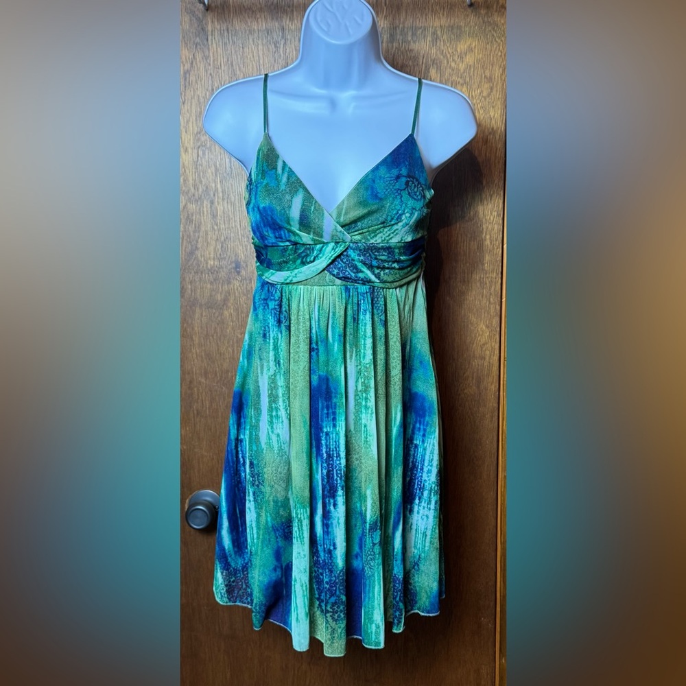 Ruby Rox Vibrant Green and Blue Mini‎ Dress  - S